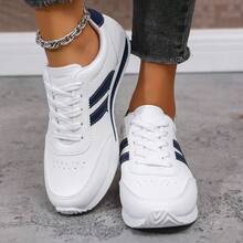 Baskets de sport casual antidérapantes légères et confortables avec lacets, style classique mode femme 2025 - Bleu et Blanc - Voir 16