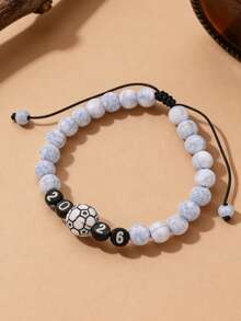 1pc 2026 Football, Black & White Turquoise Beaded Woven Bracelet, Fashionable, Versatile, Casual, Suitable For Men And Women, Daily Wear, Gatherings, Commuting - Multicolor - View 11