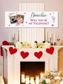 Personalized Custom Heart-Shaped Valentine's Day Banner ​ – Outdoor Yard Banner Featuring Custom Name/Text (E.G., "Amelia, Will You Be My Valentine?", "Sarah, The Best Wife Ever"). - Multicolor - View 3