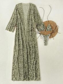 Women's Summer Sexy Leopard Print Backless Bikini & Green Dress - Perfect For Beach Vacations, Parties & Valentine's Day - Multicolor - View 3