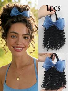 1 Pc 8-Inch Bowknot Braid Ponytail Wig, Suitable For Daily Wear By Women - Natural Black - View 18