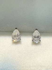 BLOVEMEE 2pcs Luxury 925 Sterling Silver 1-3 Carat Moissanite Stud Earrings, Suitable For Women's Daily Wear, Commute, Party, Vacation, Birthday, New Year, Valentine's Day, Mother's Day, Wedding Anniversary, Engagement, Christmas Jewelry Gift - EH0094M - View 2