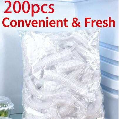 200/100片装升级版超大号一次性保鲜膜，可拉伸食品保鲜膜，适用于碗、盘、水果和蔬菜 - 透明厨房保鲜膜、防尘罩、一次性保鲜膜、淋浴喷头罩、多用途一次性收缩袋