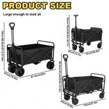 INBRAVE 220 Lbs/ 450 Lbs Heavy Duty/ 680 Lbs Practical Fully Foldable Cart, Large Capacity Camper Suitable For Yard Shopping/ Sports/ Outdoor/ Gardening Equipment Transport, Black Multi-Purpose Tool Cart, Outdoor Utility Cart, Foldable Design, Heavyduty Cart - màu đen - Xem 4