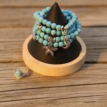 Bohemian Style 4-Piece Bracelet Set - Starfish Pendant, Pearl Accents, Handmade Beading, Fashionable Multi-Layer, Glass Material, No Electroplating - Versatile Daily Wear Jewelry