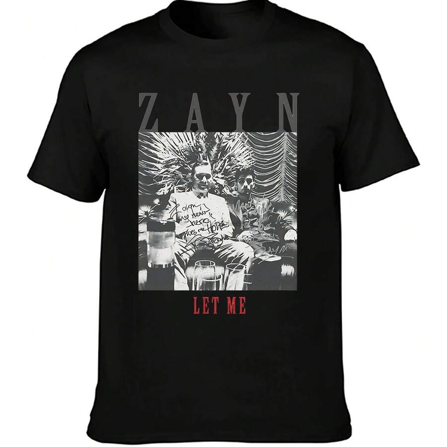 Camiseta con el arte de Zayn Malik, camiseta gráfica estampada de Zayn Malik, camiseta de fan de Zayn Malik, camiseta de merchandising de Zayn Malik para ideas de regalos para fans - Negro - Ver 1