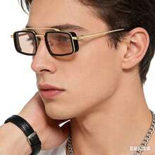 New Square Frame Glasses, Retro Thick Metal Rim Men's Fashion Glasses, Wholesale - Multicolor - View 1