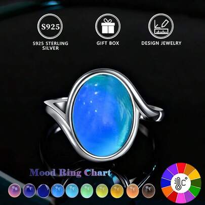 1pc S925 Silver Mood Changing Ring, Minimalist & Personalized Women's Band