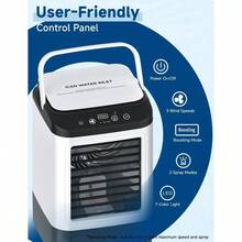 4-IN-1 Portable Air Conditioner 3 Speeds And 2 Spray Modes 900ML Tank Boosting Mode 25dB USB Powered Mini Cooler Humidifier Cooling Fan 7 Night Light Evaporative Air Cooler For Room Home - Snowy - View 8
