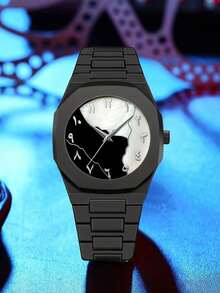 GUANQIN 1pc Boxed New Minimalist Casual Slim Versatile Men's Watch With Arabic Numerals Calendar Silicone Quartz, Suitable For Daily Life & Holidays Gift,Halloween, Christmas,Father's Day,Valentine's Day,Students,Festivals,Dating,Business, Daily,Gifts - Black - View 8