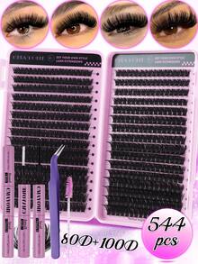 Bộ 544/640 sợi mi giả D Curl, bao gồm keo, cọ và nhíp, dễ sử dụng cho người mới bắt đầu, tạo hiệu ứng mi mềm mại và tự nhiên, dày và bồng bềnh, mi giả tự lắp ráp phù hợp với nhiều hình dạng mắt khác nhau, bộ mi + keo dán mi + nhíp, dễ sử dụng, thân thiện với người mới bắt đầu, bộ mi giả dày và bồng bềnh, phù hợp cho sử dụng hàng ngày, ngoài trời, hẹn hò, trang điểm mắt, quà tặng học sinh tựu trường, bộ mi giả. - Nhiều màu - Xem 21
