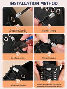 QKC 1pair No Tie Shoe Laces Threaded Button Black White Fashion Without Ties Elastic Laces Sneaker Kids Adult - Multicolor - View 5