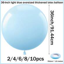 36 Inch (Approx. 91.4 Cm) Light Blue Giant Balloons, 2/4/6/8/10pcs Super Large Extra Thick Sky Blue Latex Helium Balloons, Suitable For Graduation, Baby Shower, Gender Reveal, Wedding, Birthday Party Decoration - Baby Blue - View 3