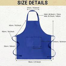Chef Apron For Men And Women Wash Free Bib Apron With 2 Pockets Water & Oil Proof Adjustable Aprons,Blue - Blue - 查看 6