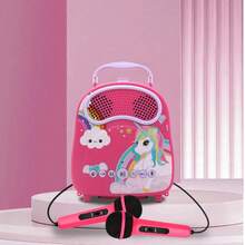 Karaoke Machine - 2 Microphones Karaoke For Singing, Karaoke Speaker With Voice Changer For Christmas Holiday Birthday New Year Gift Gift With Carton Pic Christmas For Girls 4, 5, 6, 7, 8+ Years Old Toddler Teens - PINK - Red Violet - View 2