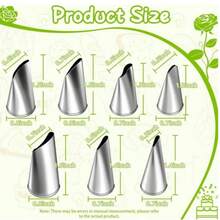 7pcs Stainless Steel Rose Piping Nozzles Set - Cake Decorating & Pastry Tools, Baking Essentials - Multicolor - View 2