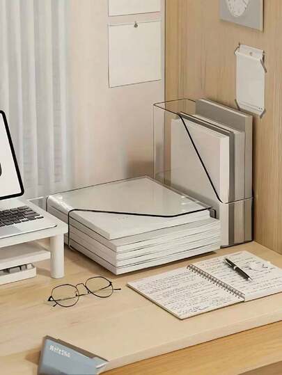 1pc Acrylic Storage Box - Transparent, Suitable For Books, Cosmetics, Organizer | Spacious Desktop Container, Suitable For Home, School, Office Supplies, All Seasons, High-Quality, Large Capacity, Desktop Trash Organizer, Used For Storing Books, Documents, Cosmetics, Daily Necessities, Bath Supplies