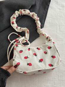 ¡Estilo Fresco y Moderno! Bolso de Hombro y Bandolera para Mujer | Diseño Minimalista con Detalle Plisado y Estampado Floral Pequeño | Gran Capacidad Interior, Ideal para el Día a Día | Material de Alta Calidad y Apariencia Elegante - Multicolor - Ver 2