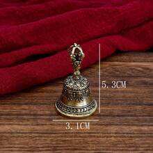 1pc Elegant Vintage Bronze Hand Bell - Intricate Metal Wind Chime, Decorative Pattern, Key/Car Button Craft, Ideal Gift For Home & Office Decor, No Electricity Required, Office Decor | Art Bell | Verdigris Surface