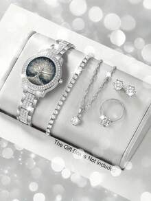 5-Piece Women's Watch And Jewelry Set, Perfect Gift For Birthday, Party, Valentine's Day, For Your Loved One Or Mother - Tan - View 7