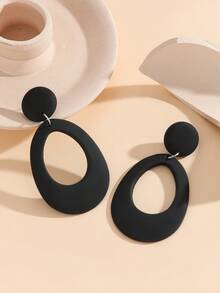 奶油甜甜圈树脂耳环，简约亚克力圆形开口耳环，轻盈百搭，温柔优雅，修饰脸型 - 彩色 - 查看 9