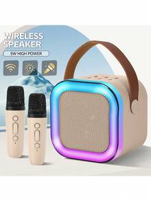 Wireless Microphone Speaker Set, With Dynamic Microphone, USB Rechargeable Karaoke Machine, Portable Handheld Karaoke System, With Dynamic Microphone, USB-C Charging - Multicolor - View 2