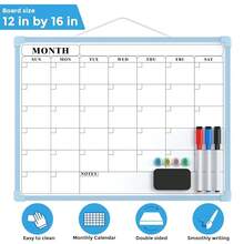 MaxGear Monthly Calendar Dry Erase Board For Wall, 16\X12\ Small Hanging Double-Sided White Board, Portable Whiteboard For Planning, Drawing, Memo, To Do List, Schoolsss, Home, Office, Blue Frame,Blue - 藍色的 - 查看 6
