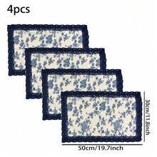 Juego de 6 manteles individuales con patrón de ramas florales azules, de 12 x 19 pulgadas, estilo chino, lavables, resistentes al calor de material de lino, rectangulares, adecuados para cocina, comedor y decoración del hogar tanto en interiores como exteriores