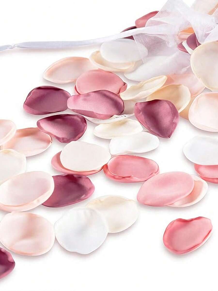 100/200/300pcs Silk Satin Fake Pink Rose Petals, Romantic Night, Aisle Decor, Tabletop Confetti, Party Favors, Home Wedding, Valentine's Day Proposal, Anniversary Decoration, Tabletop Decor, Photography Props, Party Supplies - Multicolor - View 1