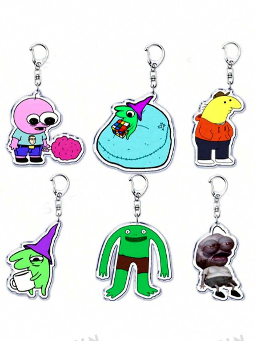 1pc Cute Smiling Face Acrylic Keychain, Can Be Used As Accessory, Bag Charm, Keychain, Ring, Jewelry, Fan Gift, Friend Gift, Car Decor, Bag Pendant, Backpack Decoration, Suitable For School, Grunge, Y2K Style - Multicolor - View 1