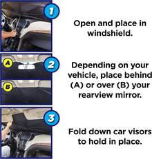 Una protección UV parabrisas protección solar - parabrisas delantero del vehículo visores con un aislamiento opopsin costuras para una amplia gama de modelos de vehículos - Negro - Ver 7