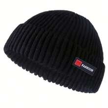 Gorros de hombre estilo callejero Hip Hop sin ala, gorro holgado de melón, gorros de pescador, gorros de punto cálidos para invierno, 1 ud. - Negro - Ver 3