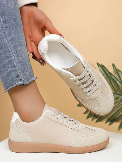 男女通用复古撞色平底跑步鞋