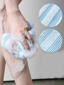 Serviette de bain exfoliante japonaise - Éponge de massage exfoliante double face, facile à mousser, éponge de bain unisexe, fibre ultra-fine rayée super douce, design carré, convient pour la douche, pour les hommes et les femmes, article de soin de salle de bain essentiel au quotidien, style moderne, tissu durable, peut également être utilisé comme serviette de toilette - Multicolore - Voir 4