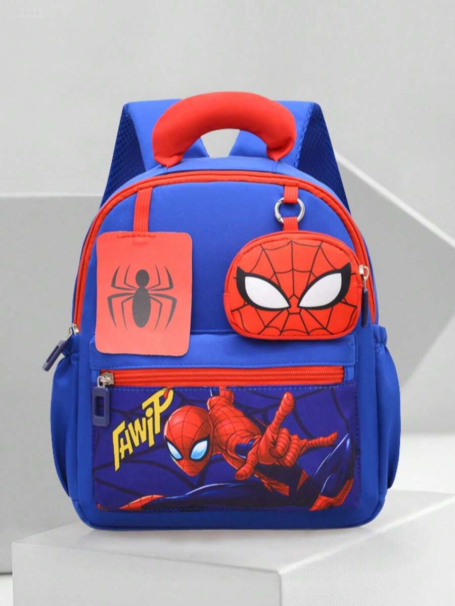 Marvel 可爱蜘蛛侠卡通印花小背包单肩包，轻便圣诞礼物，送给家人和朋友 - 彩色 - 查看 1