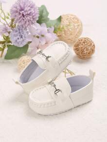 0-1 Year Old Infant PU Slip-On Soft Bottom Casual Flat Shoes, Spring/Autumn - White - View 4