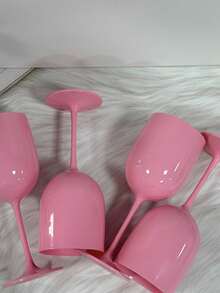 1/6/10/15/20个装 16盎司/480毫升 不易碎塑料葡萄酒杯 - 可重复使用的香槟鸡尾酒杯，多色高脚杯，适用于婚礼、派对、生日、家庭聚会和餐厅，白色/黑色优雅饮具 - 玫瑰紅 - 查看 4