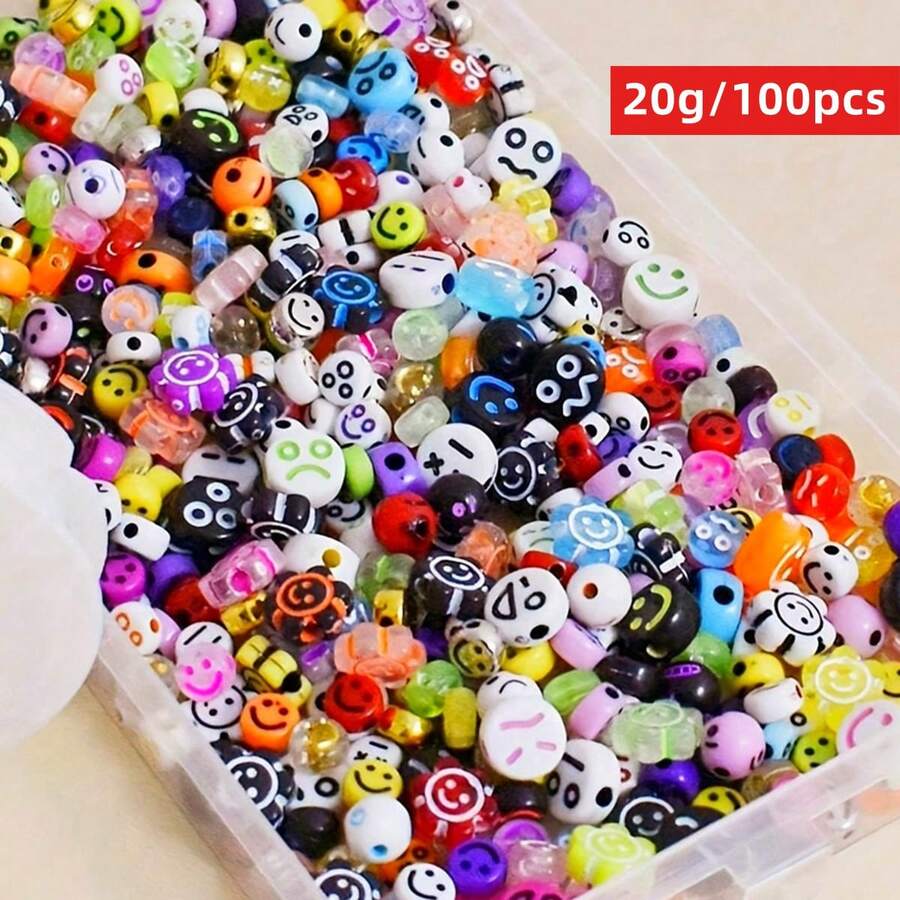 Yiwu Qiyou Accessories Co., LTD 1入組隨機可愛表情圓形DIY珠子 - 20g-100pcs-1套 - 查看 1