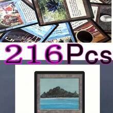 全新216张万智牌（MTG）卡牌代理卡，黑色核心纸质，带全息图，全部为稀有昂贵卡牌 - 米色 - 查看 3
