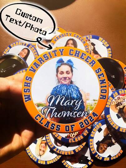 1 Ghim cài áo huy hiệu tùy chỉnh - In UV màu toàn bộ ảnh/chữ của bạn, viền kim loại, ghim cài an toàn, phụ kiện tốt nghiệp, huy hiệu tiệc sinh nhật, quà tặng kỷ niệm, quà tặng quảng bá doanh nghiệp.