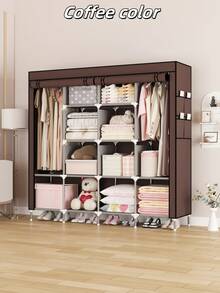 1pc Modern-Style Foldable Roller Door Wardrobe, Large-Capacity With Multiple Compartments And Pockets Storage Rack, Easy To Assemble, Durable And Space-Saving, Clothes Storage Cabinet For Bedroom, Dormitory And Home Use, Available In Multiple Colors, Essential Storage Solution For Dormitories - Multicolor - View 5