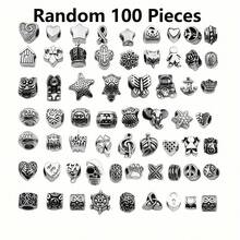 30/200pcs Fashion Metal Beads Set, Suitable For DIY Jewelry - Multi-Functional Large Hole Design, Applicable For Necklaces, Bracelets, Keychains And Phone Charms - Zinc Alloy, With Classic Patterns - Silver - View 21