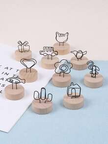 1 pièce Nouveau marque-page créatif de style japonais, support en bois porte-carte de visite rétro, pince à message, accessoire de décoration d'intérieur, pince photo, cadeau idéal pour la Saint-Valentin, le Nouvel An, le petit ami, les parents et la rentrée scolaire - Multicolore - Voir 6