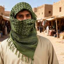 1pc Autumn/Winter New European & American Style Desert Scarf, Men's Headscarf, Motorcycle Riding Arabic Headwrap, Soft & Warm Outdoor Style - Multicolor - View 3