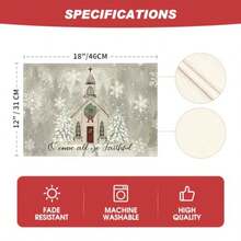 zxr Artoid Mode - Juego de 4 manteles individuales de Navidad con forma de iglesia copos de nieve copos de nieve 12 x 18 pulgadas para decoración de fiesta cocina comedor125 - Pago - Ver 6