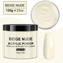 LIMEGIRL 超硬亚克力美甲粉 - 4盎司/120克 专业亚克力美甲粉 大容量装 或用于亚克力美甲艺术 3D法式美甲 延长甲 雕刻 - 米色 - 查看 6