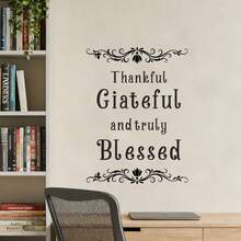 1pc Wall Sticker New Thankful Grateful Letter Butterfly Wall Sticker Study Bedroom Background Wall Sticker Painting - Multicolor - View 5