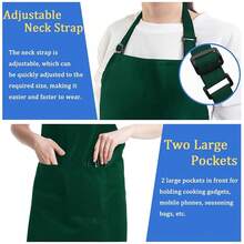 4 Pack Chef Apron, Adjustable Apron With 2 Pockets, Unisex Personalised Apron For CooFKing, Kitchen, Restaurant,Green - Green - 查看 4