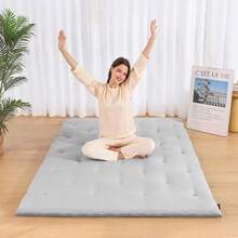 1pc Japanese Tatami Mattress Cover, Breathable & Comfortable, Soft & Cozy, Down Alternative Filling, Light Gray - Light Grey - View 4