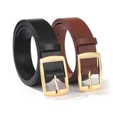 2 pezzi Set di cinture da uomo alla moda e versatili con fibbia decorativa a forma di sole dorata - Multicolore - Visualizzare 5